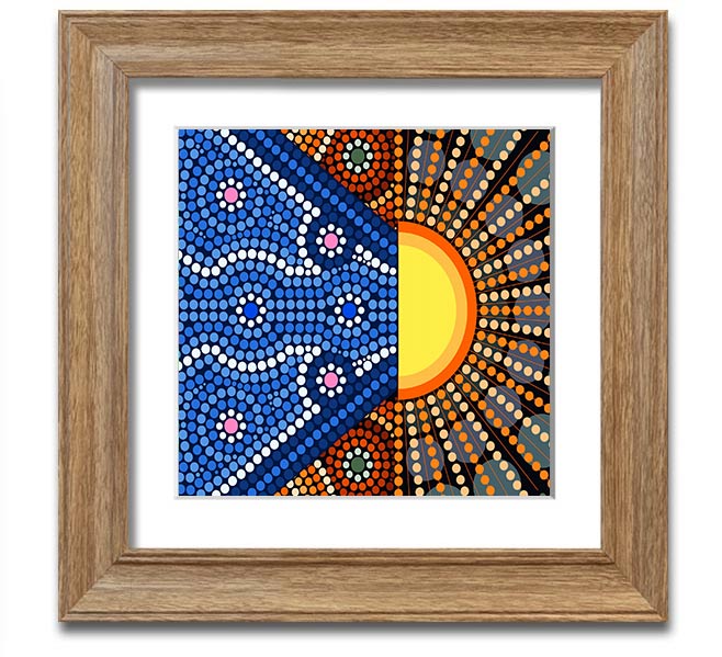 Aboriginal Pattern 9 Square Framed Print showcasing intricate designs in a stylish frame.